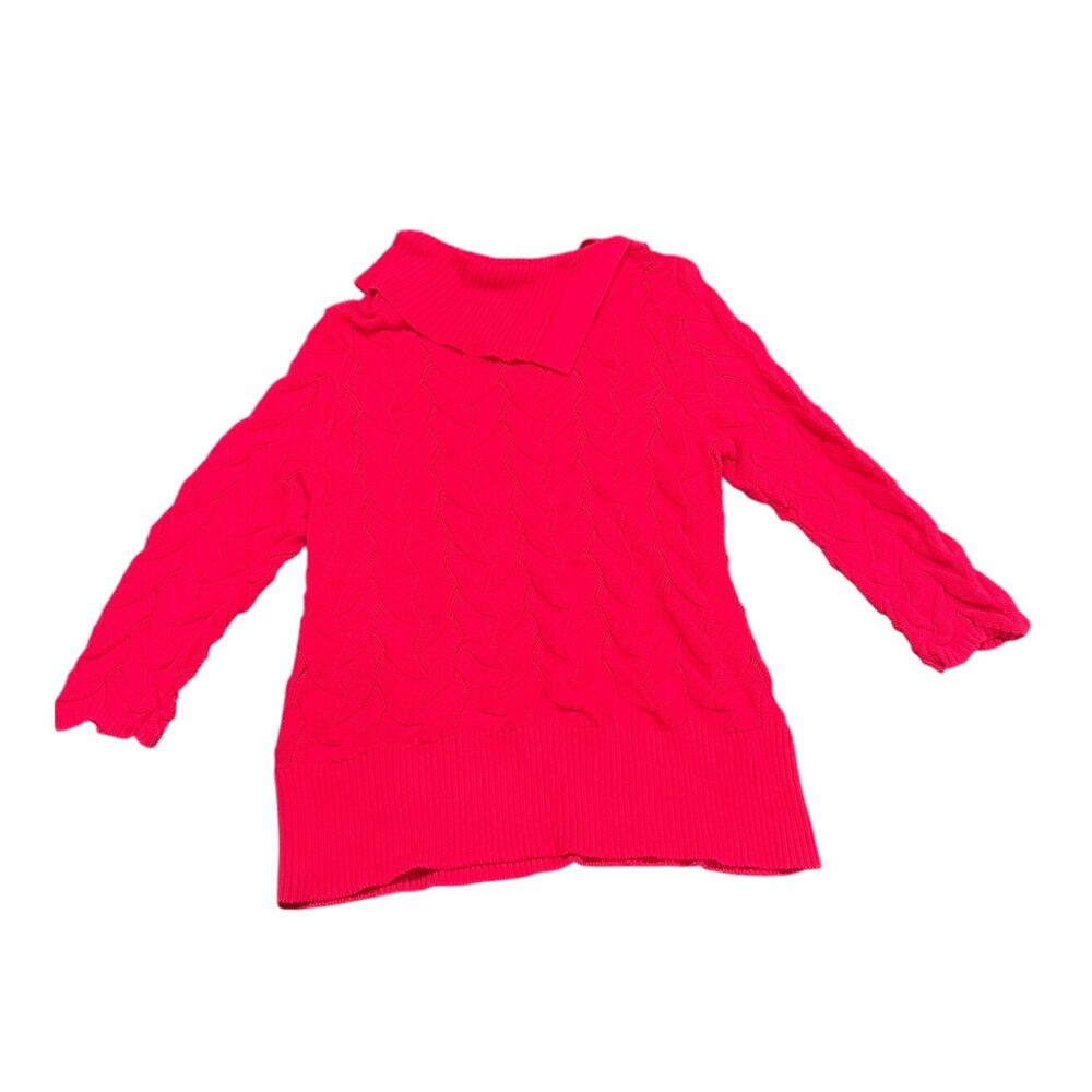Kim Rogers Women's Pink Cable Knit Cowl Neck Long Sleeve Sweater Size Large
